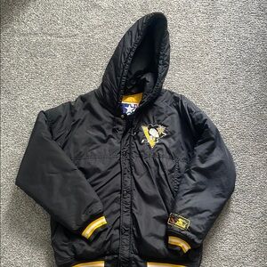 STARTER Pittsburgh Penguins Black Puffer Jacket with Hood